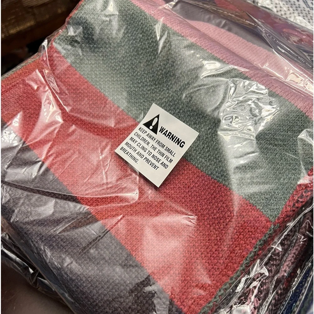 Simplicity Wide Knit Winter Scarf Rugby Stripes Pink Colorblock